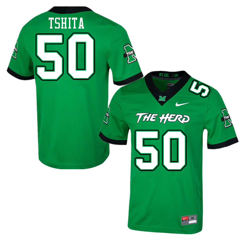 Men #50 Beni Tshita Marshall Thundering Herd College Football Jerseys Stitched Sale-Green - Click Image to Close
